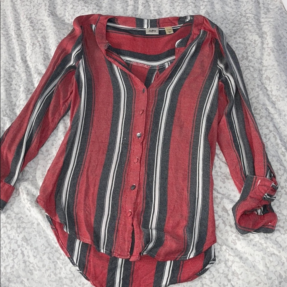 Red stripped button down. M